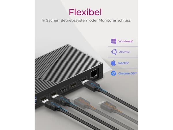 ICY BOX IB-DK2246AC - Dockningsstation - för bärbar dator - USB-C 3.2 Gen 2 / Thunderbolt 3 / Thunderbolt 4 - 2 x DP, 3 x HDMI - 1GbE - 130 Watt - Eu