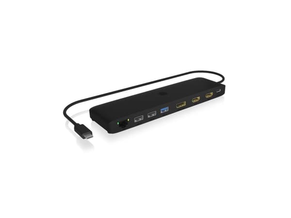 ICY BOX IB-DK2116-C, Ledningsført, USB 3.2 Gen 1 (3.1 Gen 1) Type-C, 100 W, 10,100,1000 Mbit/s, Sort, MicroSD (TransFlash), SD