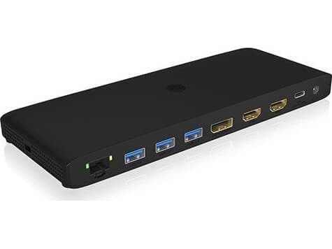 ICY BOX IB-DK2416-C, Ledningsført, 65 W, 10,100,1000 Mbit/s, Sort, MicroSD (TransFlash), SD, 3840 x 2160 pikseliä