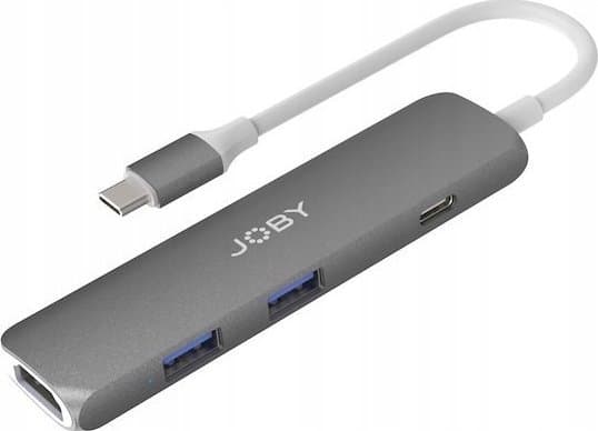 Joby JB01821-BWW, USB Type-C, 60 W, Silver, 30 hz, HDMI, USB 3.2 Gen 1 (3.1 Gen 1) Type-A, USB 3.2 Gen 1 (3.1 Gen 1) Type-C, Gjuten aluminium