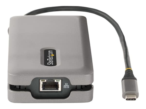 StarTech.com USB-C-moniporttisovitin, 4K 60Hz HDMI/DP-video, 3-porttinen USB-keskitin, 100W Power Delivery Pass-Through, GbE, USB Type-C Travel Dock