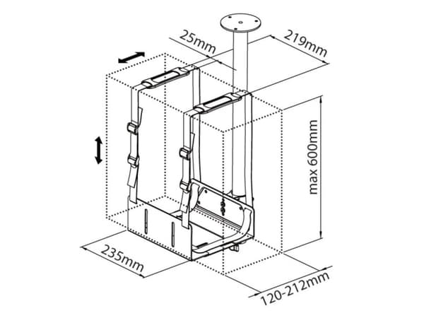 Techly ICA-CS 63, Bordmontert, Desktop, 20 kg, Sort, Stål, Vertikal