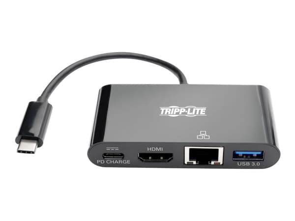 Tripp Lite USB C - HDMI Multiport Video Adapter Converter w/ USB-A Hub, USB-C PD latausportti &amp; Gigabit Ethernet portti, Thunderbolt 3 yhteensopi