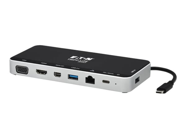 Tripp Lite USB C -telakointiaseman keskittimen USB-telakka kolminkertainen näyttö 4K HDMI VGA USB A/C Gbe - telakointiasema - USB-C - VGA, HDMI, Mini