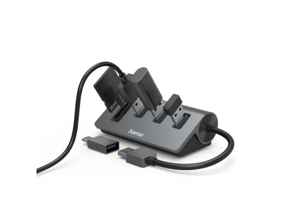 Hama 00200140, USB 3.2 Gen 1 (3.1 Gen 1) Type-A, Antracit, Svart, MicroSD (TransFlash), MicroSDHC, MicroSDXC, SD, SDHC, SDXC, USB 3.2 Gen 1 (3.1 Gen