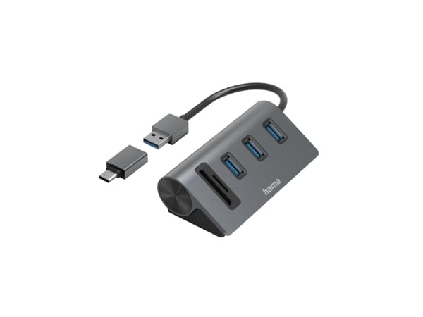 Hama 00200140, USB 3.2 Gen 1 (3.1 Gen 1) Type-A, Antracit, Svart, MicroSD (TransFlash), MicroSDHC, MicroSDXC, SD, SDHC, SDXC, USB 3.2 Gen 1 (3.1 Gen