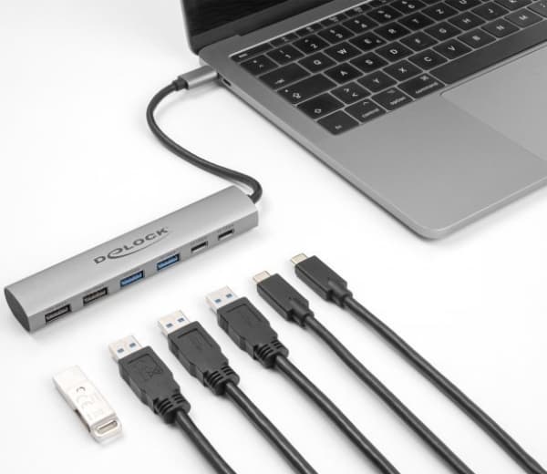 DeLOCK 64232, Kabel, USB 3.2 Gen 1 (3.1 Gen 1) Type-A + Type-C, Grå, Gjuten aluminium, 25 mm, 125 mm