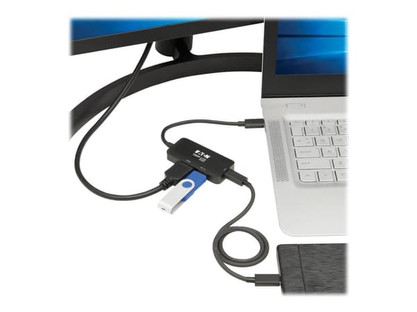 Tripp Lite U444-06N-H4UBC2, johdollinen, USB 3.2 Gen 1 (3.1 Gen 1) Type-C, 100 W, musta, 4K Ultra HD, akryylinitriilibutadieenistyreeni, alumiini, po