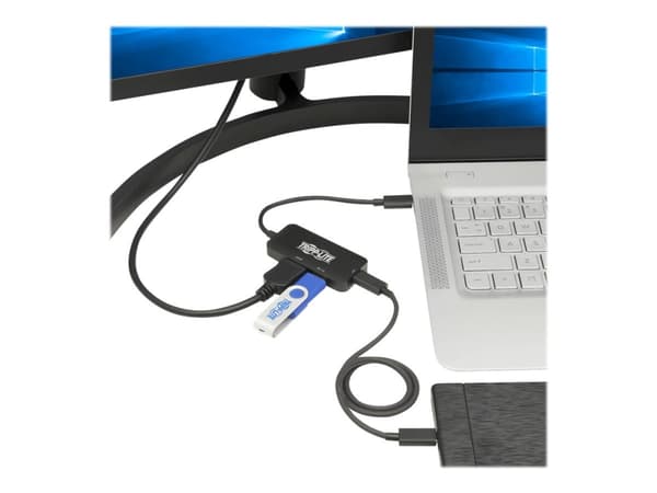 Tripp Lite U444-06N-H4UBC2, johdollinen, USB 3.2 Gen 1 (3.1 Gen 1) Type-C, 100 W, musta, 4K Ultra HD, akryylinitriilibutadieenistyreeni, alumiini, po