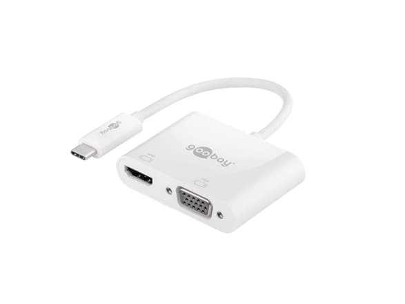 Goobay 52430, Ledning & Trådløs, USB 3.2 Gen 1 (3.1 Gen 1) Type-A + Type-C, Hvit, CE, WEEE, 0 - 45 °C, 15 mm