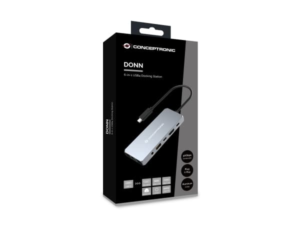 Conceptronic DONN22G, Kabel, USB 3.2 Gen 2 (3.1 Gen 2) Type-C, 100 W, 3,5 mm, 2500 Mbit/s, Grå