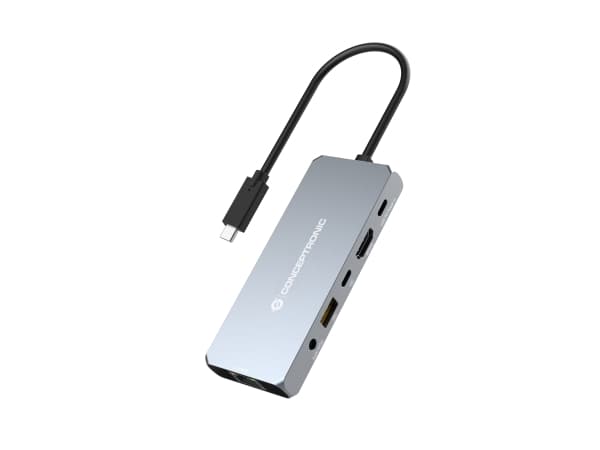 Conceptronic DONN22G, Kabel, USB 3.2 Gen 2 (3.1 Gen 2) Type-C, 100 W, 3,5 mm, 2500 Mbit/s, Grå