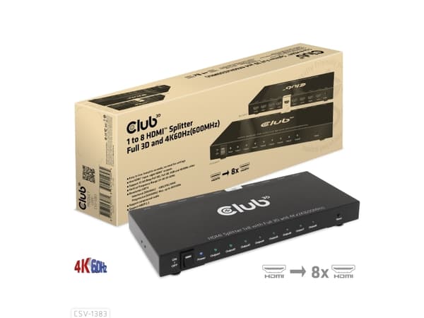 Club 3D CSV-1383 - Video/lyd-splitter - 8 x HDMI - stasjonær