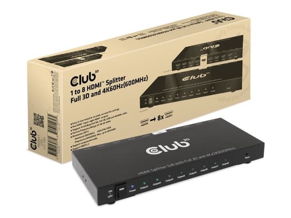 Club 3D CSV-1383 - Video/lyd-splitter - 8 x HDMI - stasjonær