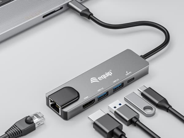 Varusteet 133489, langallinen, USB 3.2 Gen 1 (3.1 Gen 1) Type-C, 100 W, 10 100 1000 Mbit/s, harmaa, 5 Gbit/s.