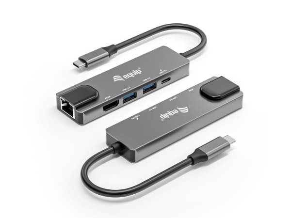 Varusteet 133489, langallinen, USB 3.2 Gen 1 (3.1 Gen 1) Type-C, 100 W, 10 100 1000 Mbit/s, harmaa, 5 Gbit/s.