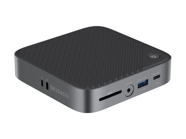 USB-C telakointiasema DELTACO, kaksoiskäyttöinen, 2x HDMI, USB-C/RJ45/SD/3.5, VESA / USBC-HDMI28 / 1902423