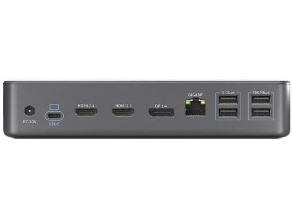 PureLink VL-D220, langallinen, USB 3.2 Gen 2 (3.1 Gen 2) Type-C, 100 W, 3,5 mm, 10 100 Mbit/s, harmaa