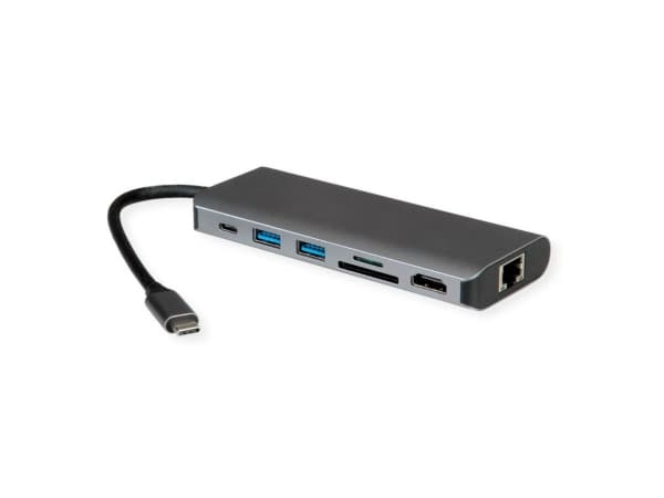 ROLINE 12021123, Kabel, USB 3.2 Gen 1 (3.1 Gen 1) Type-C, 10,100,1000 Mbit/s, Grå, MicroSD (TransFlash), SD, 7680 x 4320 pixlar