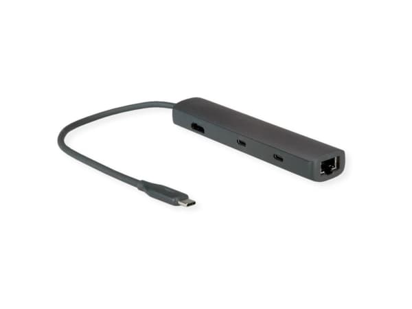 ROLINE 12021124, Kabel, USB 3.2 Gen 1 (3.1 Gen 1) Type-C, 60 W, 10,100,1000,2500 Mbit/s, Grå, 7680 x 4320 pixlar