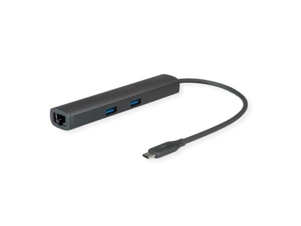 ROLINE 12021124, Kabel, USB 3.2 Gen 1 (3.1 Gen 1) Type-C, 60 W, 10,100,1000,2500 Mbit/s, Grå, 7680 x 4320 pixlar