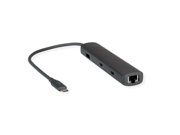 ROLINE 12021124, Kabel, USB 3.2 Gen 1 (3.1 Gen 1) Type-C, 60 W, 10,100,1000,2500 Mbit/s, Grå, 7680 x 4320 pixlar
