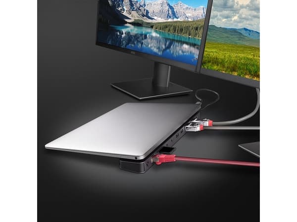 Lindy DST-Mini XT 810, USB-C Laptop Mini Docking Station with Single Display (8K) or Dual Display (4K60) and 100W Pass-Through Charging, Docking, USB