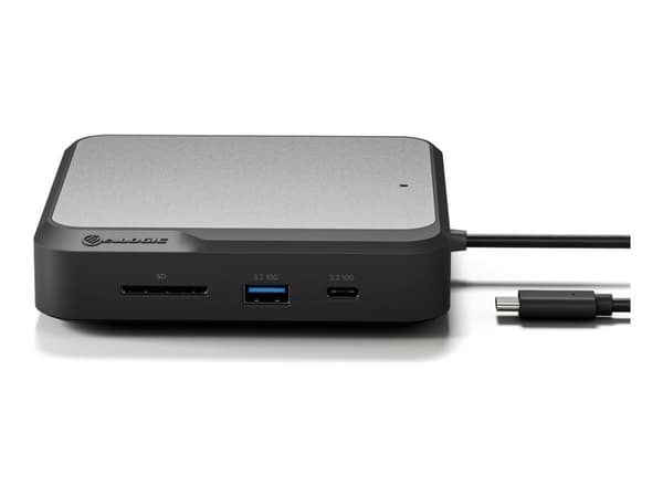 ALOGIC DUCH2, Langallinen, USB 3.2 Gen 2 (3.1 Gen 2) Type-C, 100 W, 10,100,1000 Mbit/s, Musta, Harmaa, SD