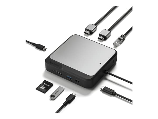 ALOGIC DUCH2, Langallinen, USB 3.2 Gen 2 (3.1 Gen 2) Type-C, 100 W, 10,100,1000 Mbit/s, Musta, Harmaa, SD