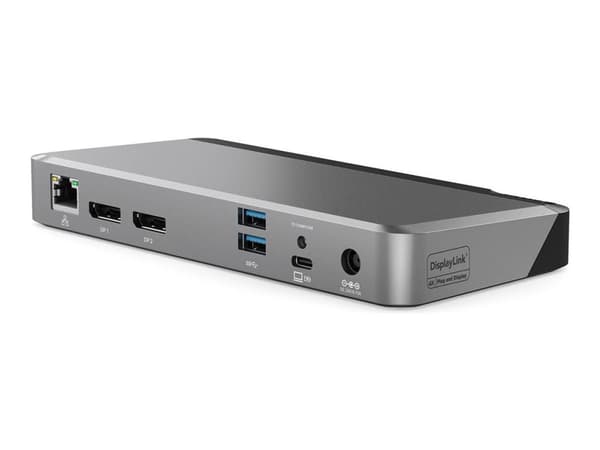 ALOGIC DUPRDX2-100, langallinen, USB 3.2 Gen 1 (3.1 Gen 1) Type-C, 100 W, 3,5 mm, 1000 Mbit/s, musta, harmaa