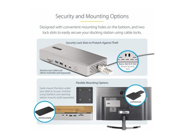 StarTech.com Thunderbolt 4 Multi-Display Docking Station, Quad/Triple/Dual Monitor Dock, 2x HDMI/2x DisplayPort, 7x USB Hub, 2.5 Gigabit Ethernet, 98