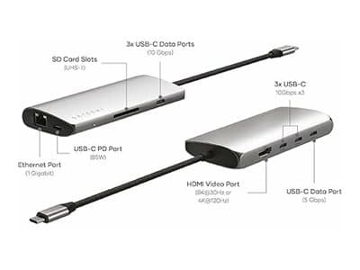Satechi - Telakointiasema - USB-C / USB4 / Thunderbolt 3 / Thunderbolt 4 - HDMI, USB-C, Thunderbolt 4, USB4 - 1GbE - 1 GbE