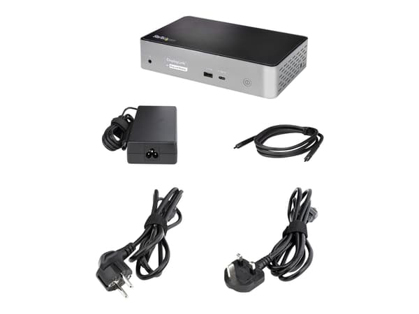 StarTech.com USB-C telakka, 4K 60Hz Quad Monitor DisplayPort &amp; HDMI, Universal USB C telakointiasema 100W Power Delivery latauksella, USB Hub w/