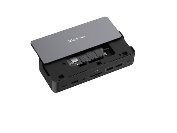 Stacja dokująca Verbatim USB-C Pro CDS-15SSD 2xHDMI DP RJ-45 4xUSB 3xUSB-C SD microSD SSD audio