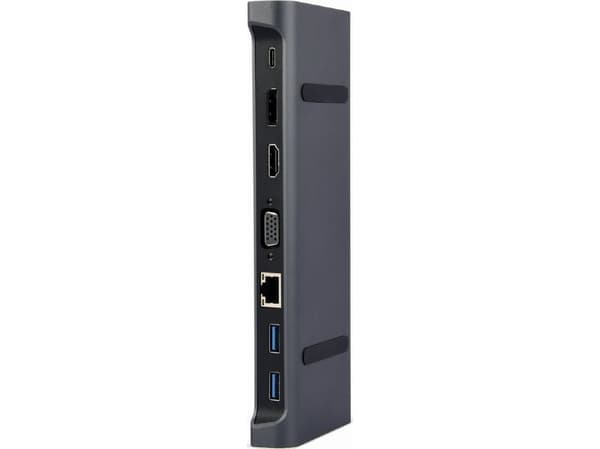 Gembird A-CM-COMBO9-02, Kabel, USB 3.2 Gen 1 (3.1 Gen 1) Type-C, 87 W, 10,100,1000 Mbit/s, Grå, 5 Gbit/s