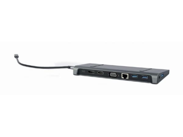 Gembird A-CM-COMBO9-02, Kabel, USB 3.2 Gen 1 (3.1 Gen 1) Type-C, 87 W, 10,100,1000 Mbit/s, Grå, 5 Gbit/s