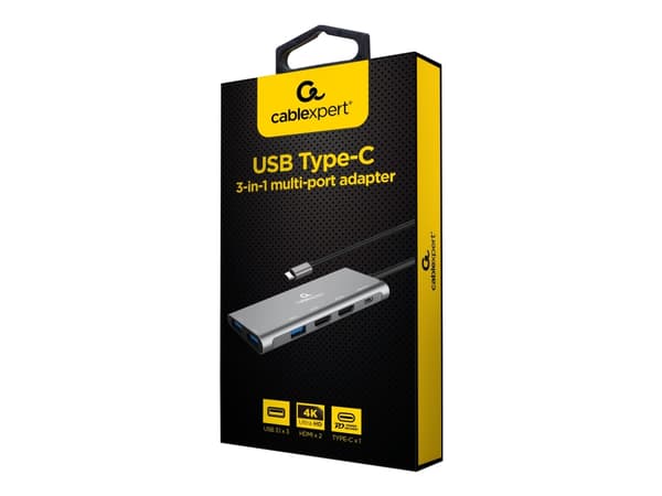 Cablexpert A-CM-COMBO3-03 - Dockningsstation - USB-C 3.1 - 2 x HDMI