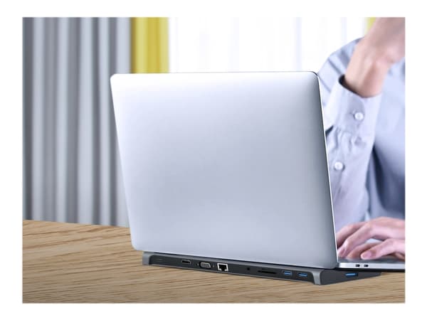 Gembird A-CM-COMBO10-01, Koblet med ledninger (ikke trådløs), USB 3.2 Gen 1 (3.1 Gen 1) Type-C, 87 W, 3,5 mm, 1000 Mbit/s, Grå