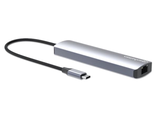 Manhattan 153959, Kabel, USB 3.2 Gen 1 (3.1 Gen 1) Type-C, 100 W, 10,100,1000 Mbit/s, Silver, 5 Gbit/s