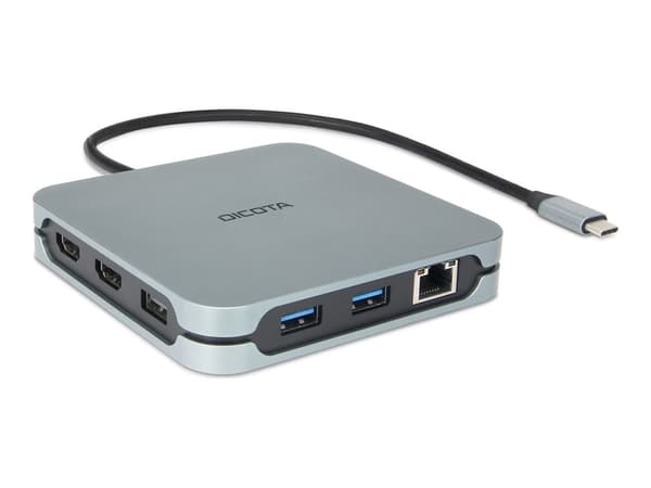 DICOTA 10-in-1 - Telakointiasema - tabletille, kannettavalle tietokoneelle - USB-C - 2 x HDMI