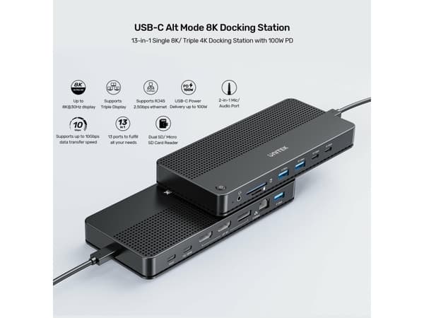 UNITEK D1104A01, Kabel, USB4, 100 W, 3,5 mm, 10,100,1000,2500 Mbit/s, Svart