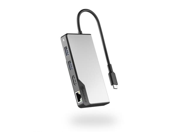 ALOGIC UCFUPRGEV2-SGR, USB 3.2 Gen 1 (3.1 Gen 1) Type-C, 100 W, 100,1000 Mbit/s, Musta, Harmaa, 60 Hz, HDMI, RJ-45, USB 3.2 Gen 1 (3.1 Gen 1) Type-A,