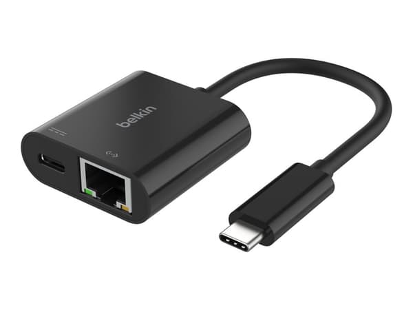 Belkin - Nettverksadapter - USB-C - Gigabit Ethernet x 1 + USB-C (bare strøm) x 1