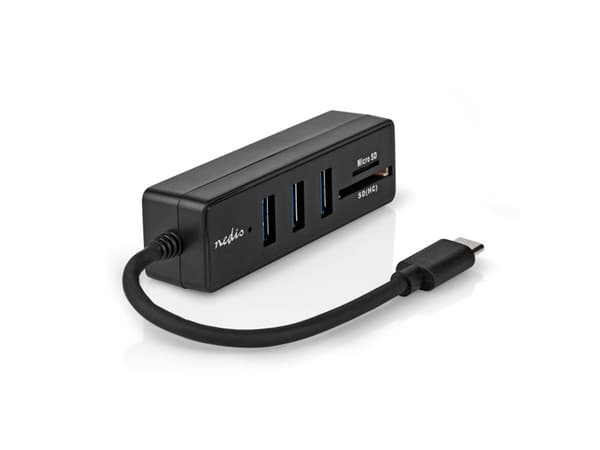 Nedis CCGB64250BK01, trådbunden, USB Type-C, svart, MicroSD (TransFlash), SD, 5 Gbit/s, DC