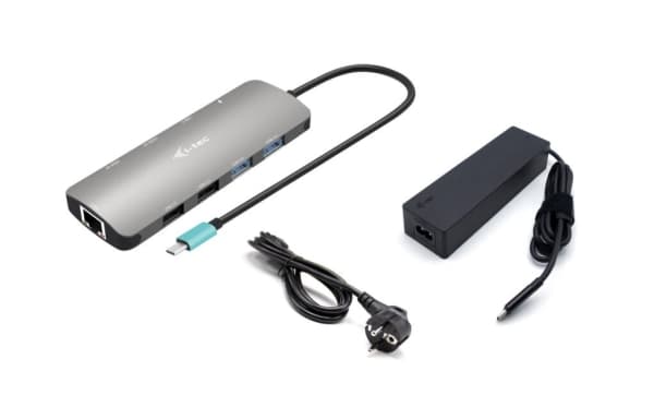 i-tec Metal C31NANOHDM2D100, langallinen, USB 3.2 Gen 1 (3.1 Gen 1) Type-C, 100 W, 10 100 1000 Mbit/s, harmaa, 5 Gbit/s.