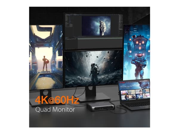 j5create JTD568, langallinen, Thunderbolt 4, 98 W, 10 100 1000 2500 Mbit/s, harmaa, tumma / avaruusharmaa