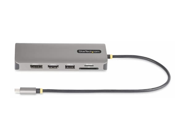StarTech.com USB-C Triple-Monitor Multiport Adapter, Dual 4K 60Hz + 4K 30Hz HDMI & DisplayPort, 4-Port USB Hub, 100W PD Pass-Through, GbE, SD/MicroSD
