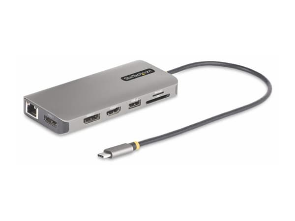 StarTech.com USB-C Triple-Monitor Multiport Adapter, Dual 4K 60Hz + 4K 30Hz HDMI & DisplayPort, 4-Port USB Hub, 100W PD Pass-Through, GbE, SD/MicroSD