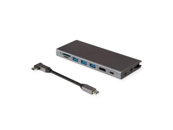 VALUE 12.99.1138, Kabel, USB 3.2 Gen 1 (3.1 Gen 1) Type-C, 3,5 mm, Svart, Grå, MicroSD (TransFlash), SD, 3840 x 2160 pixlar