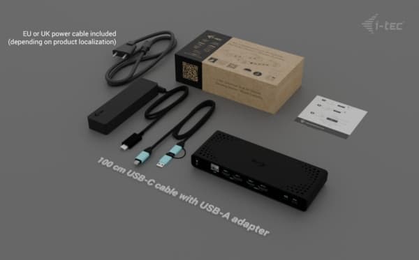 i-tec Universal Dual 4K Display Docking Station + Power Delivery 85W, Wired, USB 3.2 Gen 1 (3.1 Gen 1) Type-C, 85 W, 10,100,1000 Mbit/s, Black, 5 Gbi